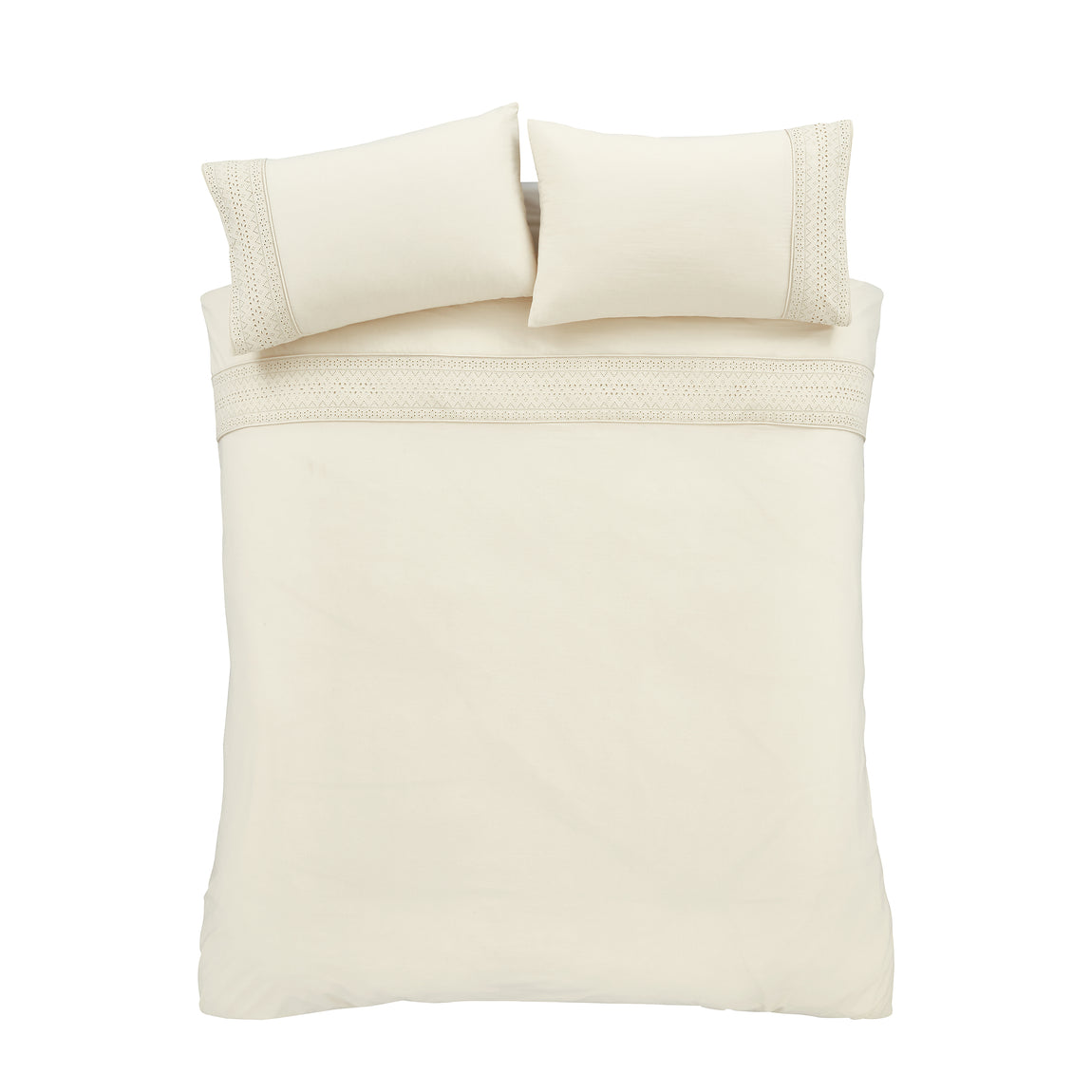 Catherine Lansfield Broderie Anglaise Easy Care Duvet Cover Bedding Set Cream