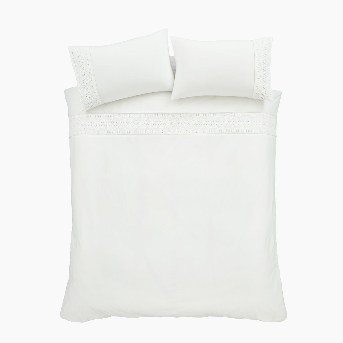 Catherine Lansfield Broderie Anglaise Easy Care Duvet Cover Bedding Set White