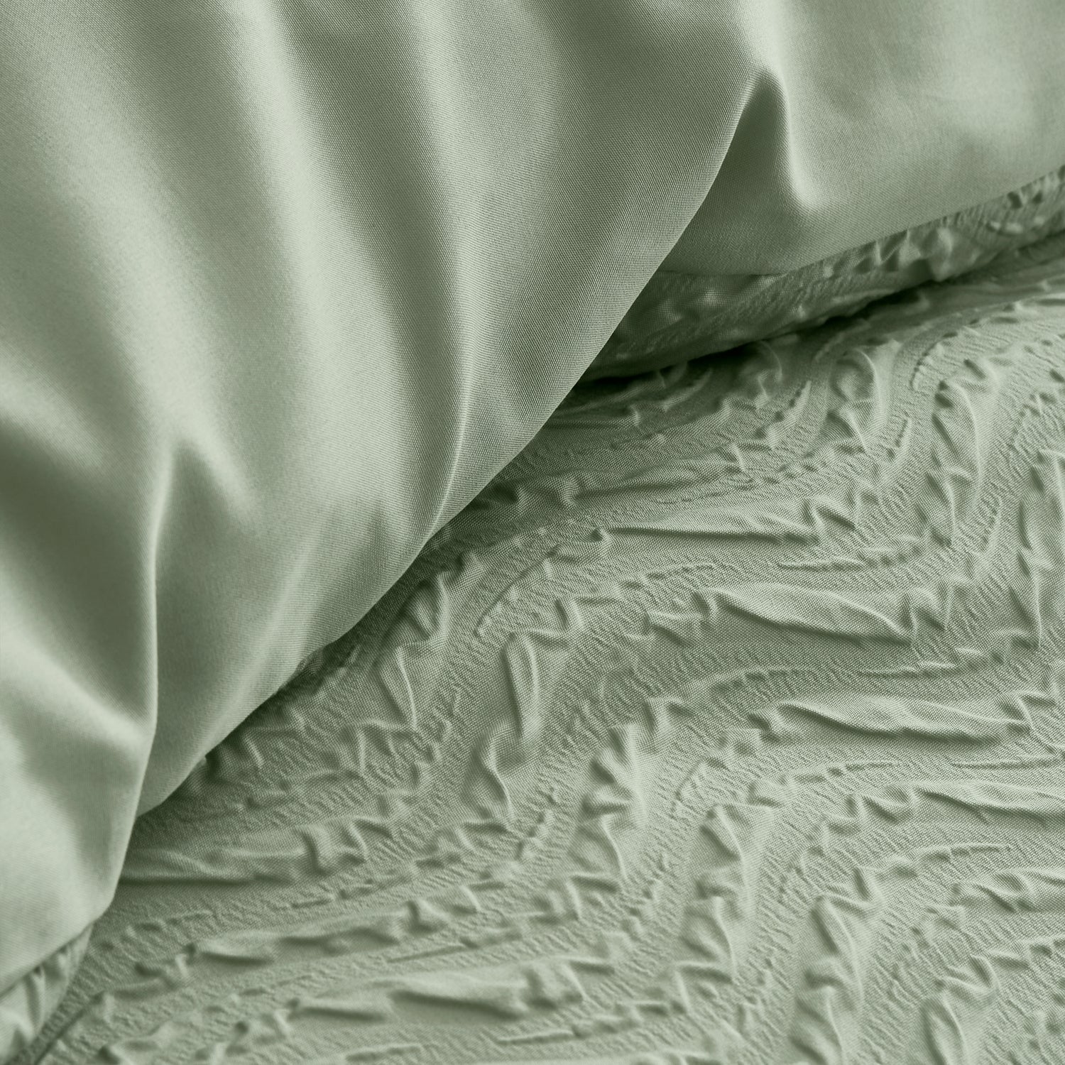 Catherine Lansfield Heatset Wave Duvet Cover Bedding Set Mint Green