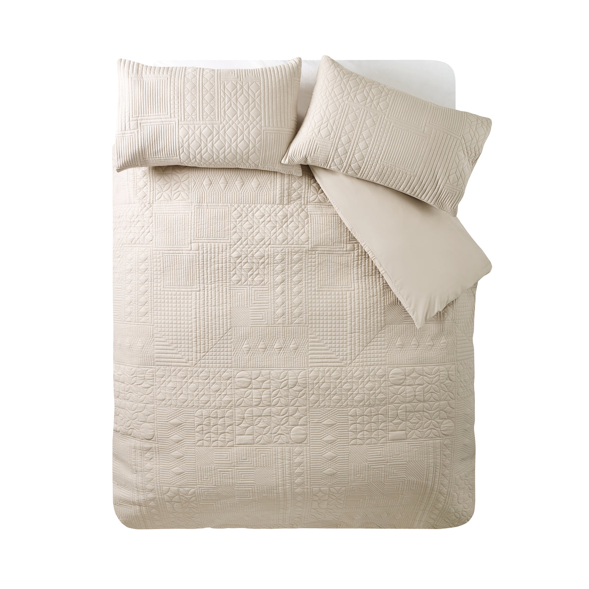 Catherine Lansfield Folkstone Geo Soft Easy Care Duvet Cover Bedding Set Natural