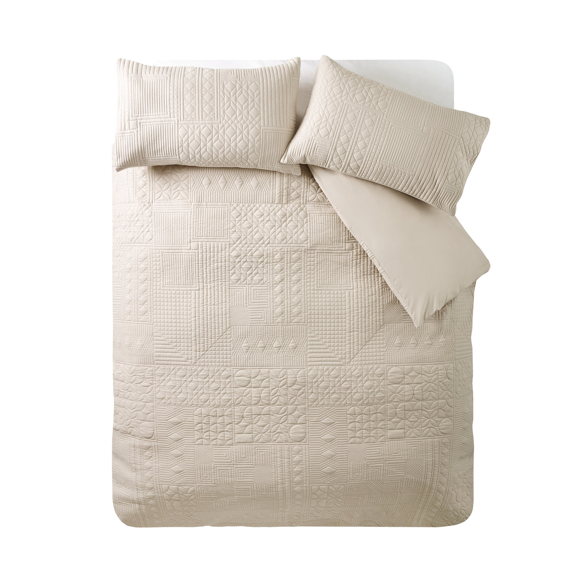 Catherine Lansfield Folkstone Geo Soft Easy Care Duvet Cover Bedding Set Natural