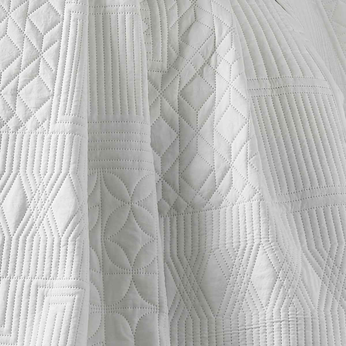 Catherine Lansfield Folkstone Geo Quilted 220cm x 230cm Bedspread White