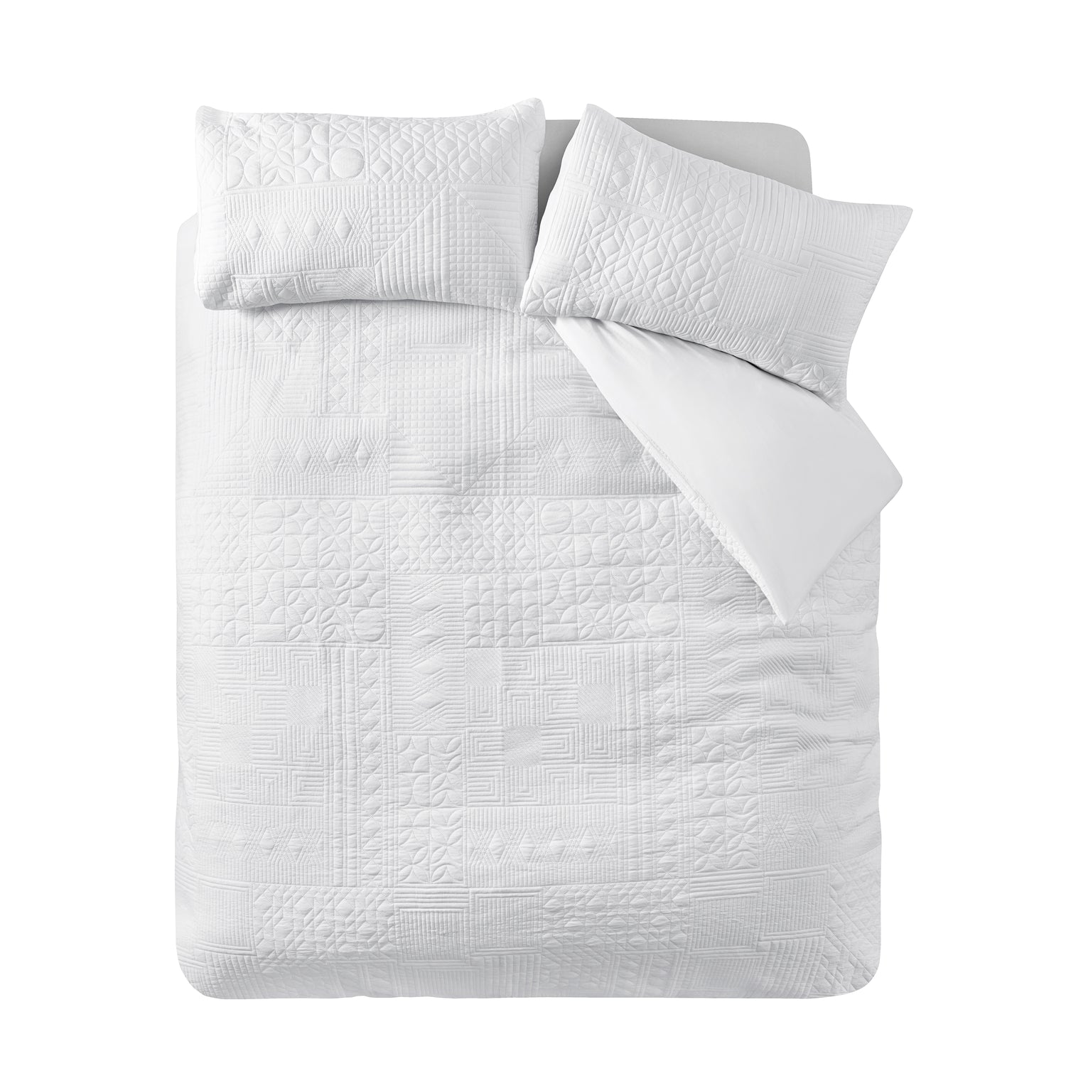 Catherine Lansfield Folkstone Geo Soft Easy Care Duvet Cover Bedding Set White