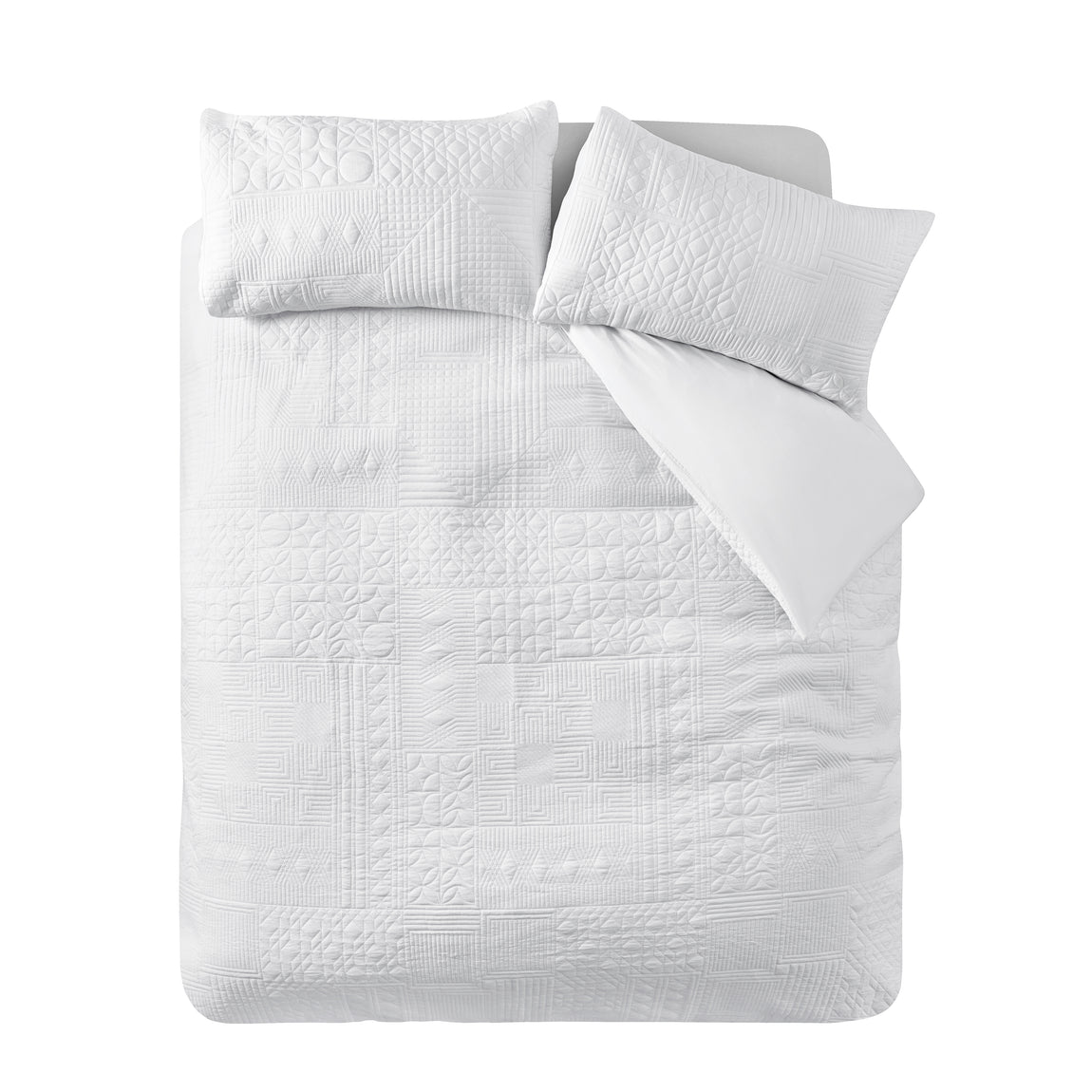Catherine Lansfield Folkstone Geo Soft Easy Care Duvet Cover Bedding Set White
