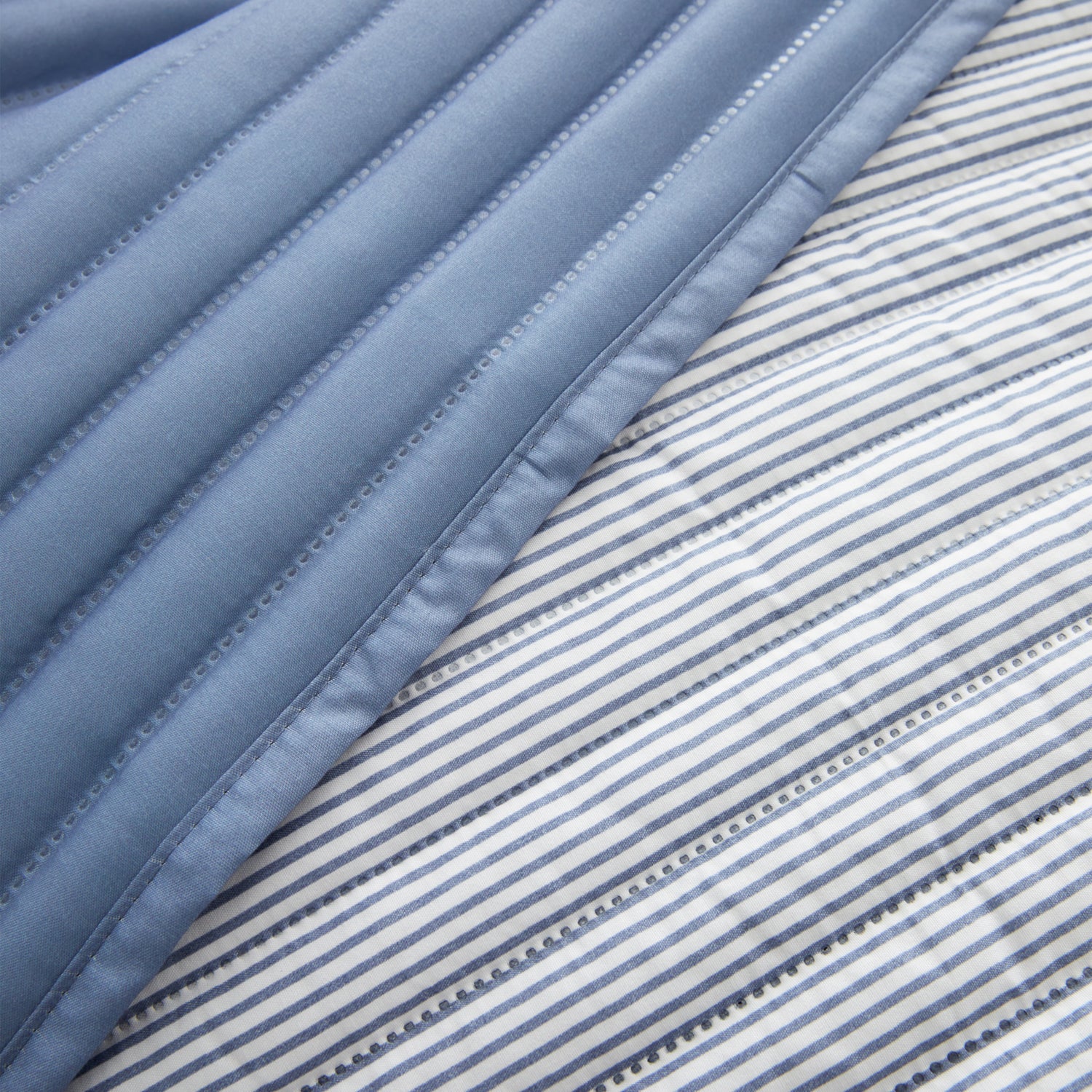 Catherine Lansfield Stripe 220cm x 230cm Reversible Bedspread Blue
