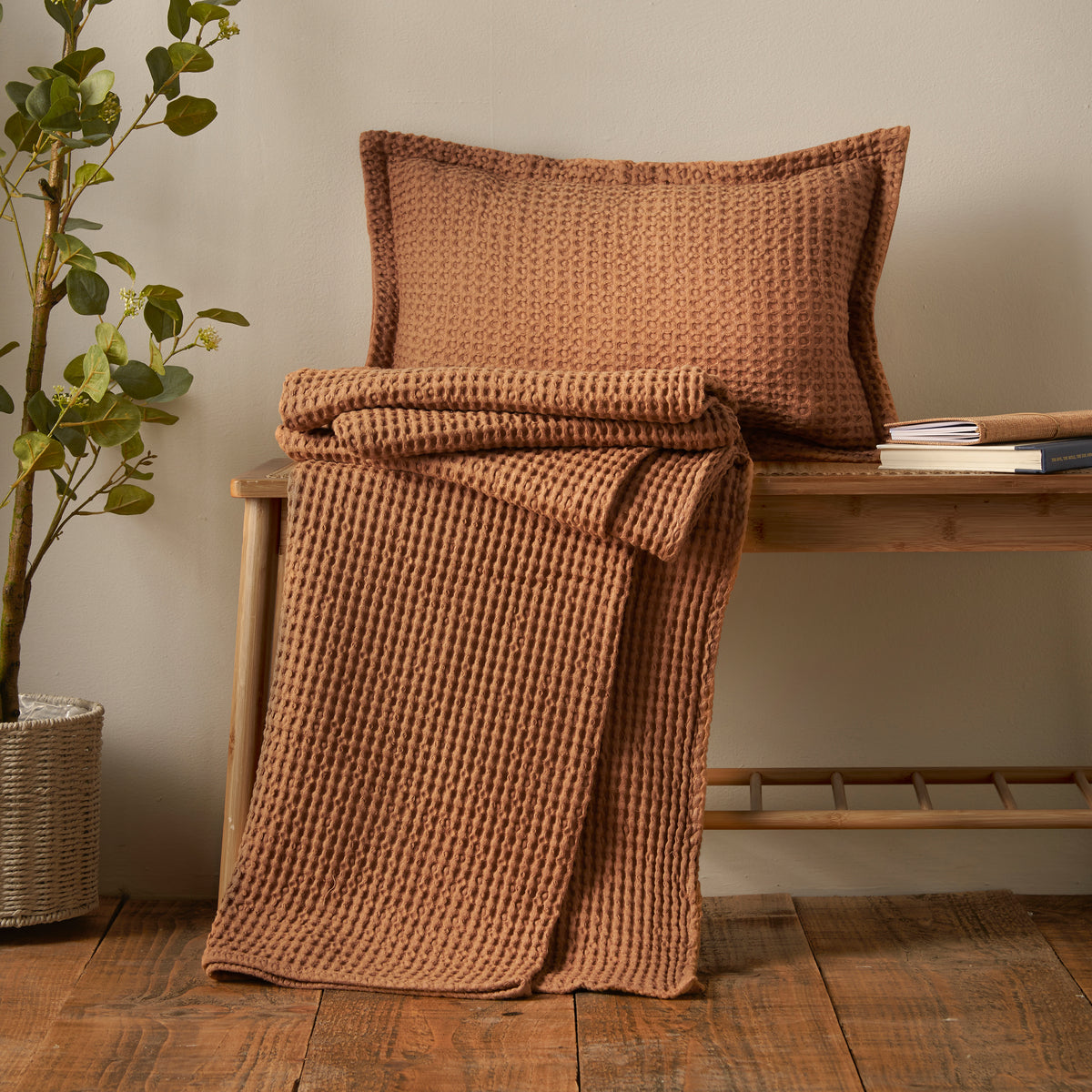 Pineapple Elephant Jaipur Waffle 150cm x 200cm Throw Caramel
