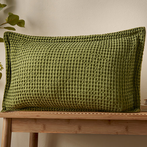 Pineapple Elephant Jaipur Waffle 30cm x 50cm Oxford Filled Boudoir Olive Green