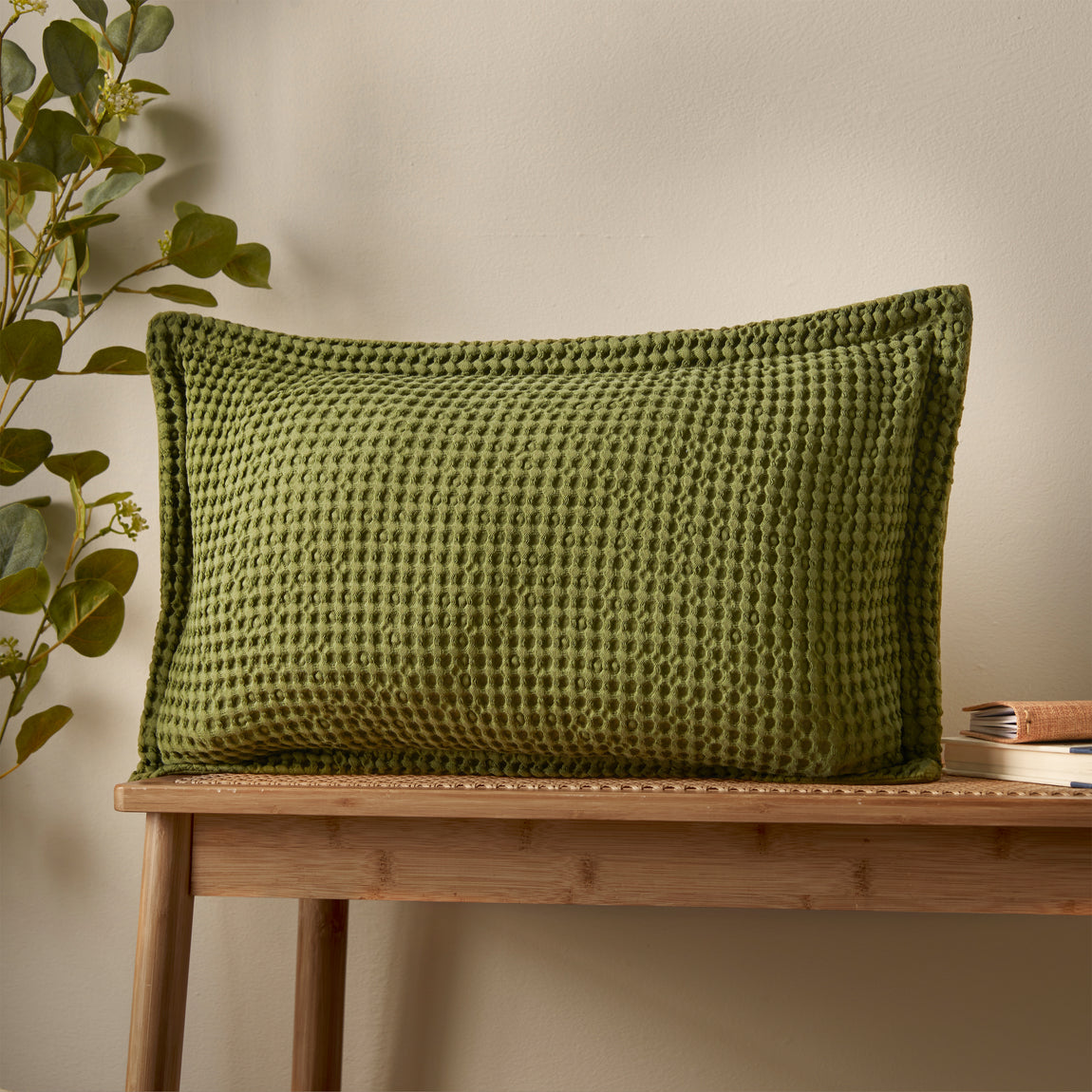 Pineapple Elephant Jaipur Waffle 30cm x 50cm Oxford Filled Boudoir Olive Green