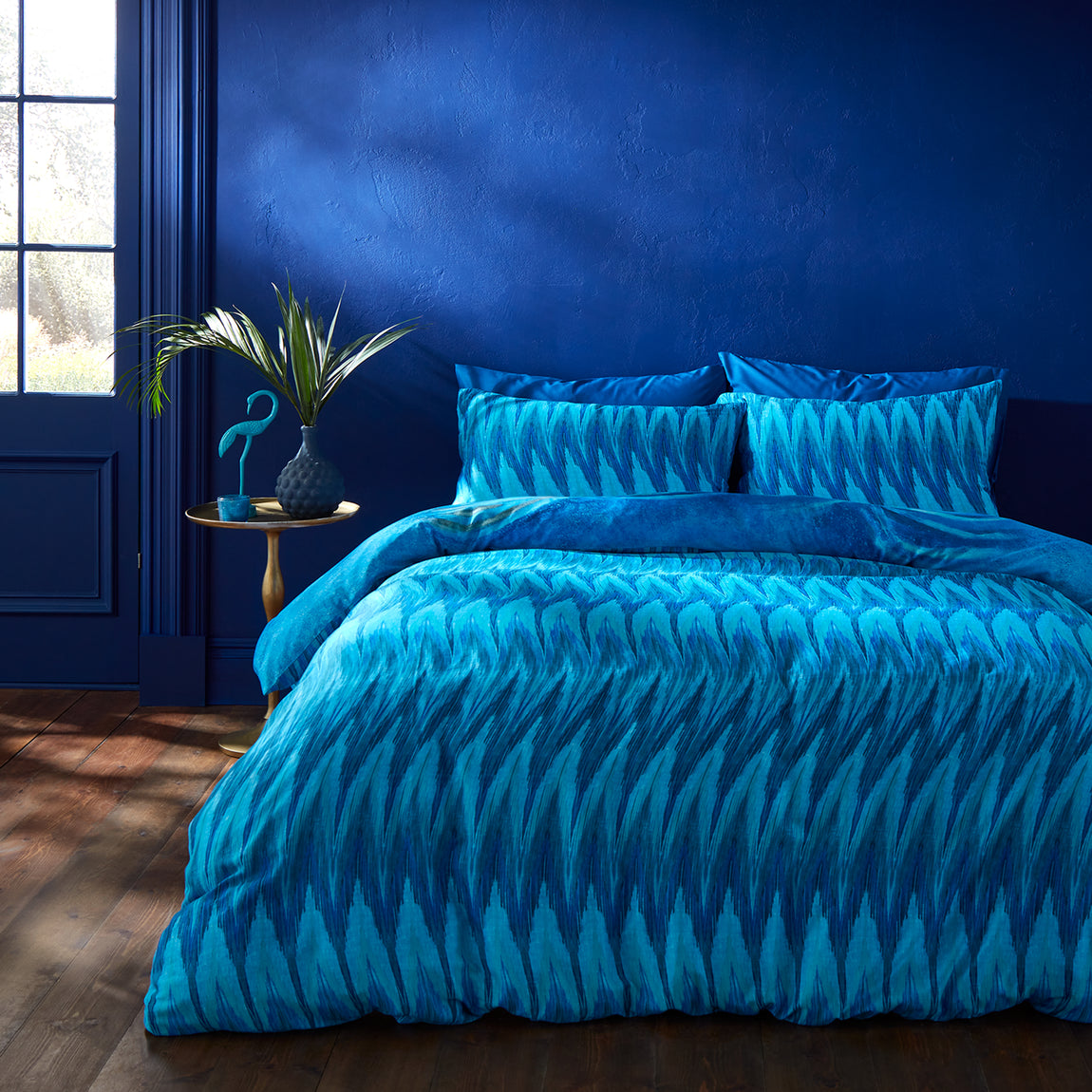 Matthew Williamson Midnight Palms Pure Cotton Duvet Cover Bedding Set Blue