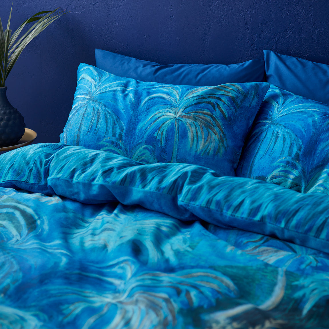 Matthew Williamson Midnight Palms Pure Cotton Duvet Cover Bedding Set Blue