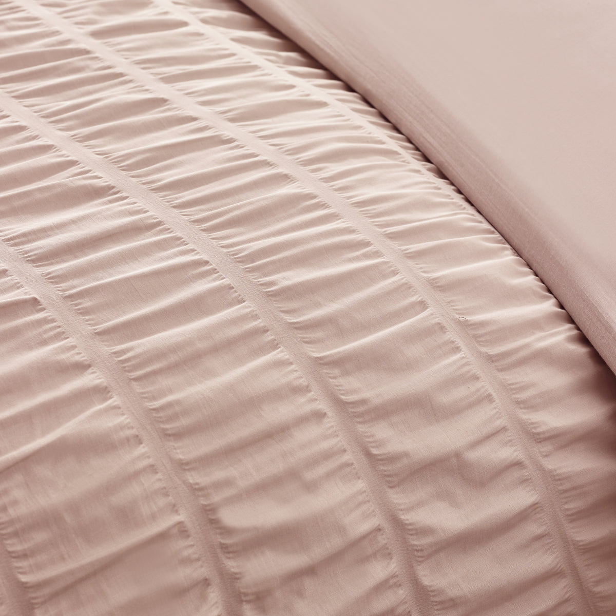 Catherine Lansfield Seersucker Frill Easy Care Duvet Cover Bedding Set Pink
