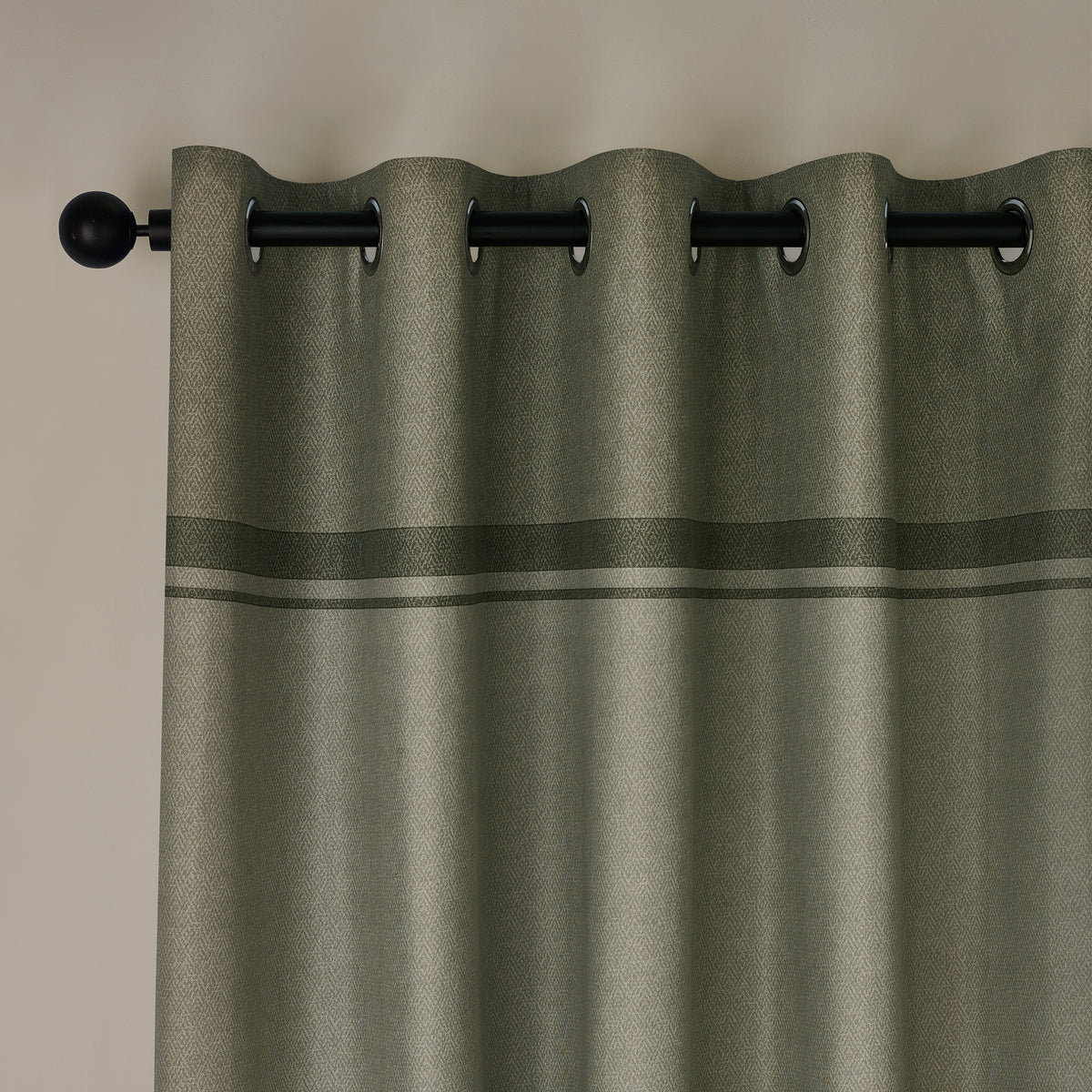 Catherine Lansfield Melville Ready Made Eyelet Curtains Green