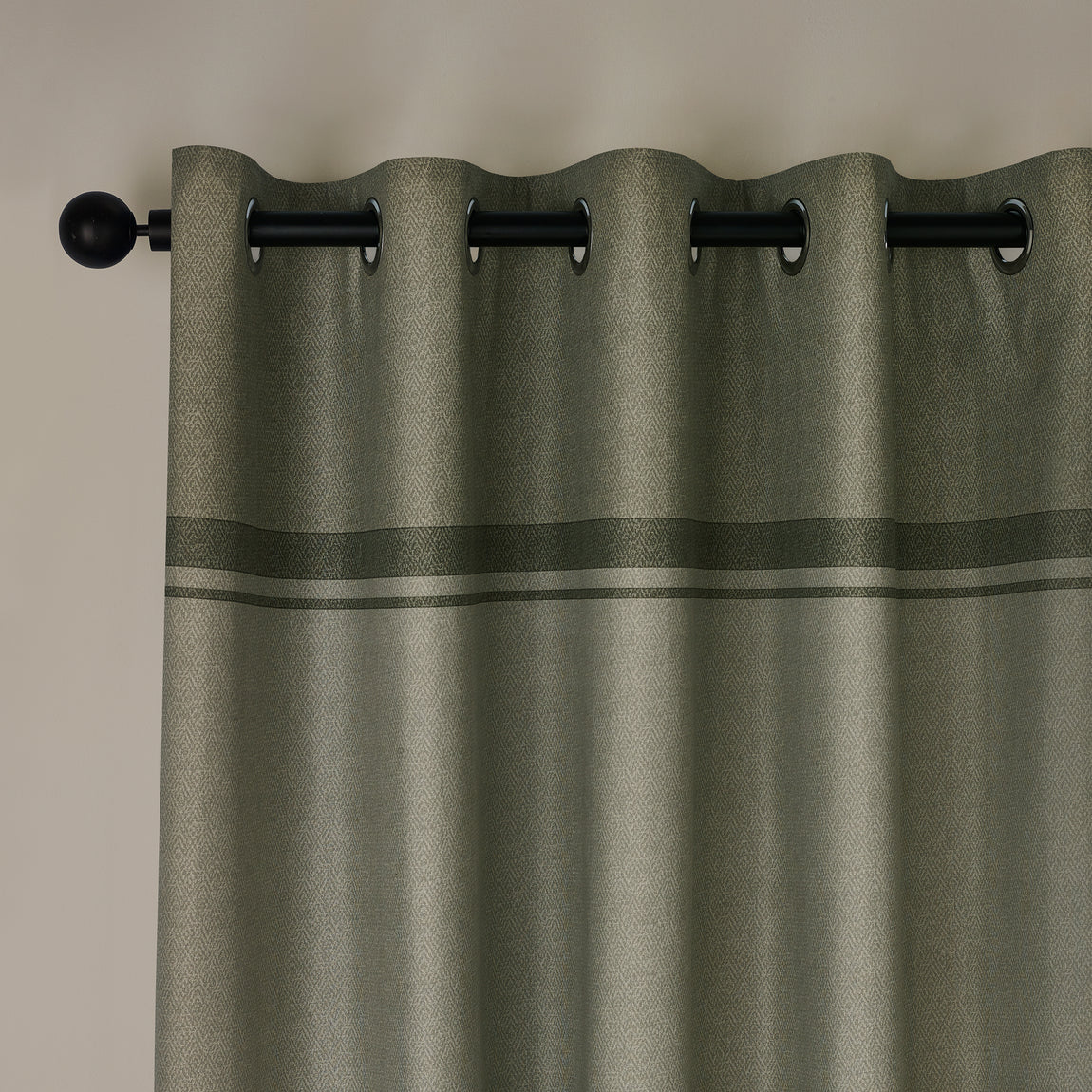 Catherine Lansfield Melville Ready Made Eyelet Curtains Green