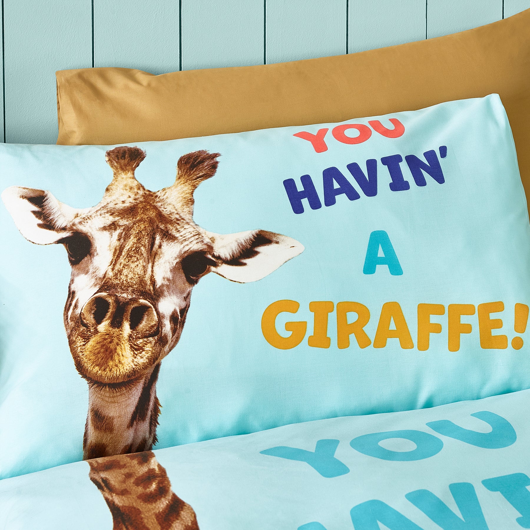 Catherine Lansfield Havin A Giraffe Childrens Bedding Aqua
