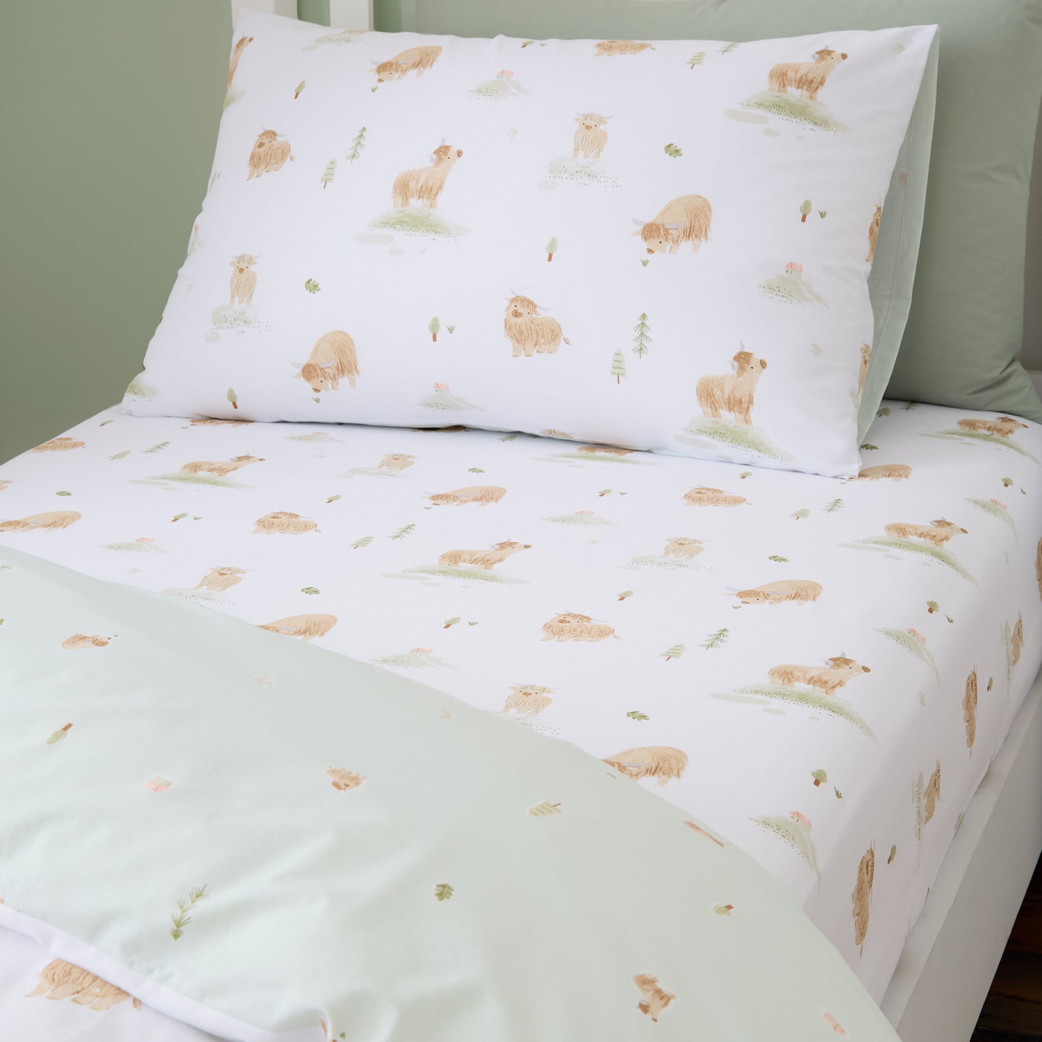 Bianca Mini Moo Bed Linen Fitted Sheet White