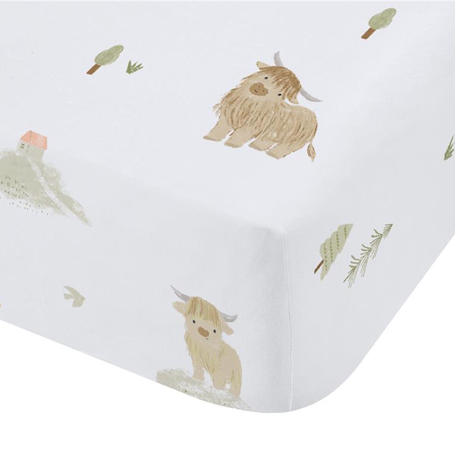 Bianca Mini Moo Bed Linen Fitted Sheet White
