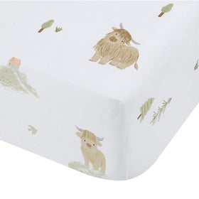 Bianca Mini Moo Bed Linen Fitted Sheet White