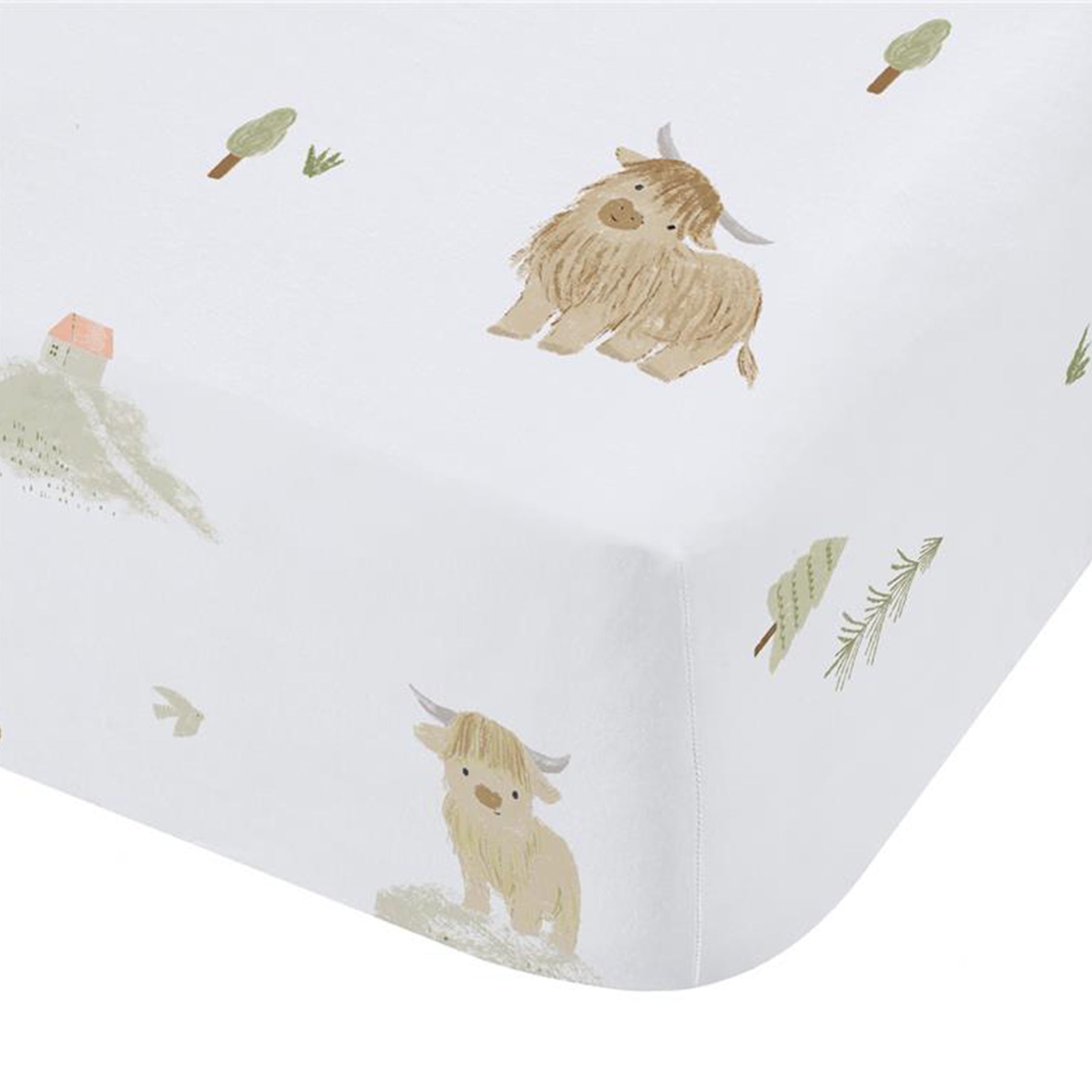 Bianca Mini Moo Bed Linen Fitted Sheet White