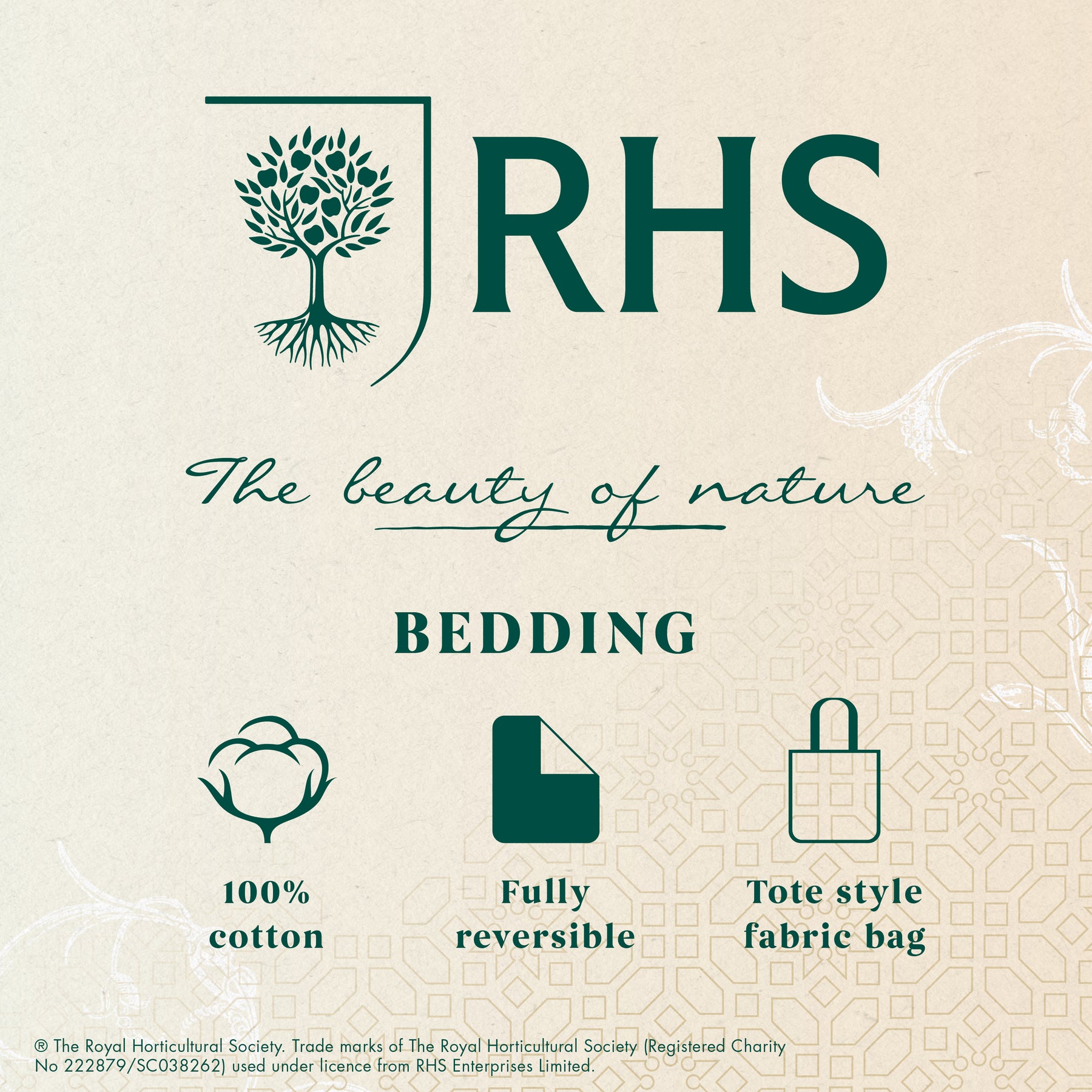 Royal Horticultural Society Serenity Garden Reversible Duvet Cover Bedding Set Lilac
