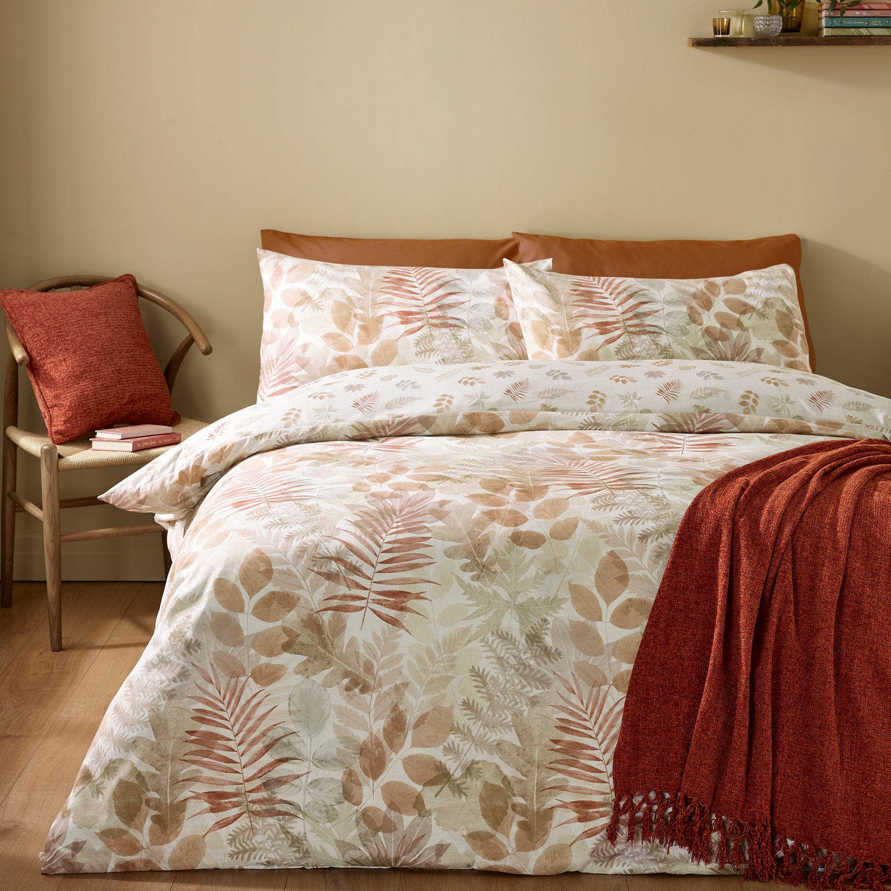 Catherine Lansfield Autumn Leaves Duvet Cover Bedding Set Natural