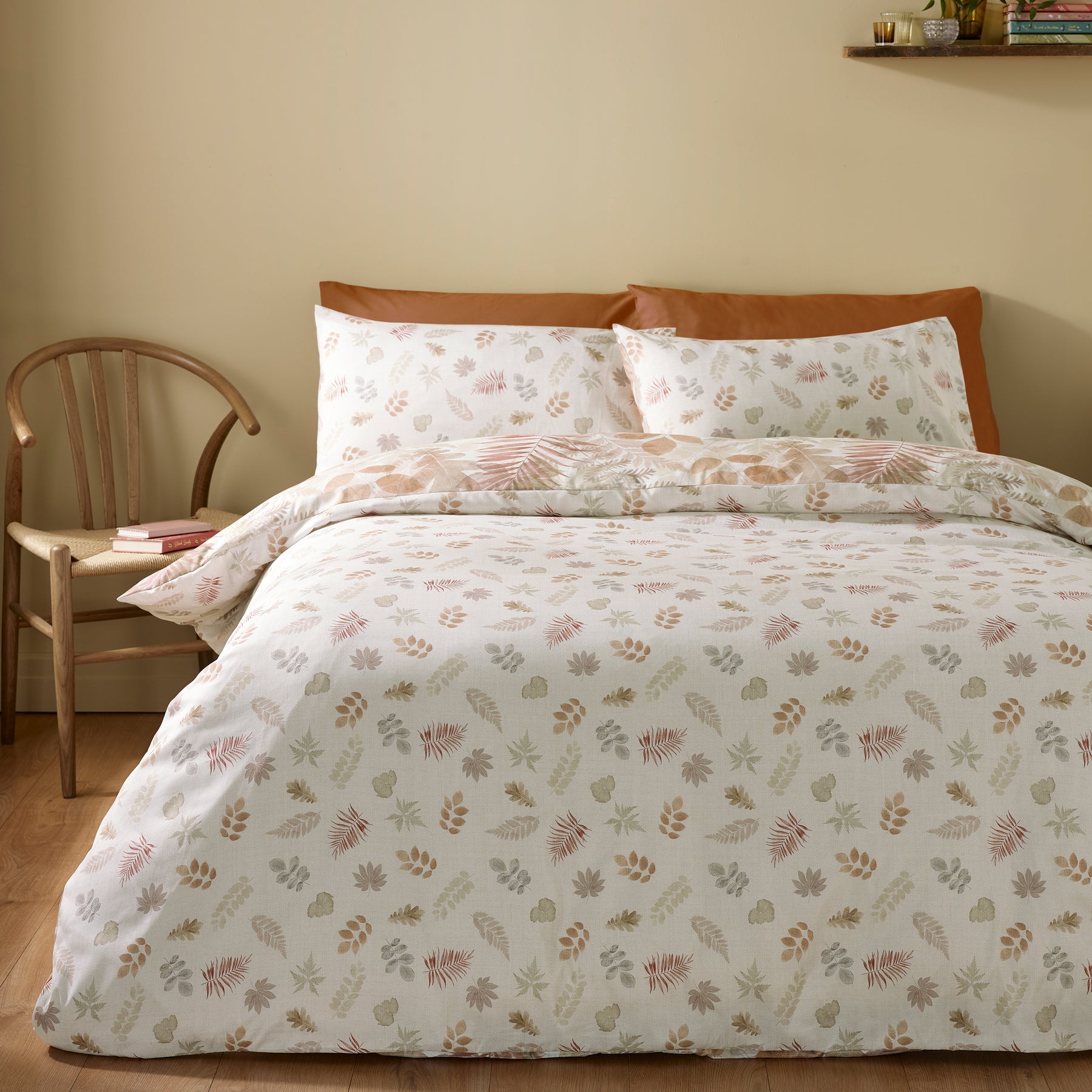 Catherine Lansfield Autumn Leaves Duvet Cover Bedding Set Natural