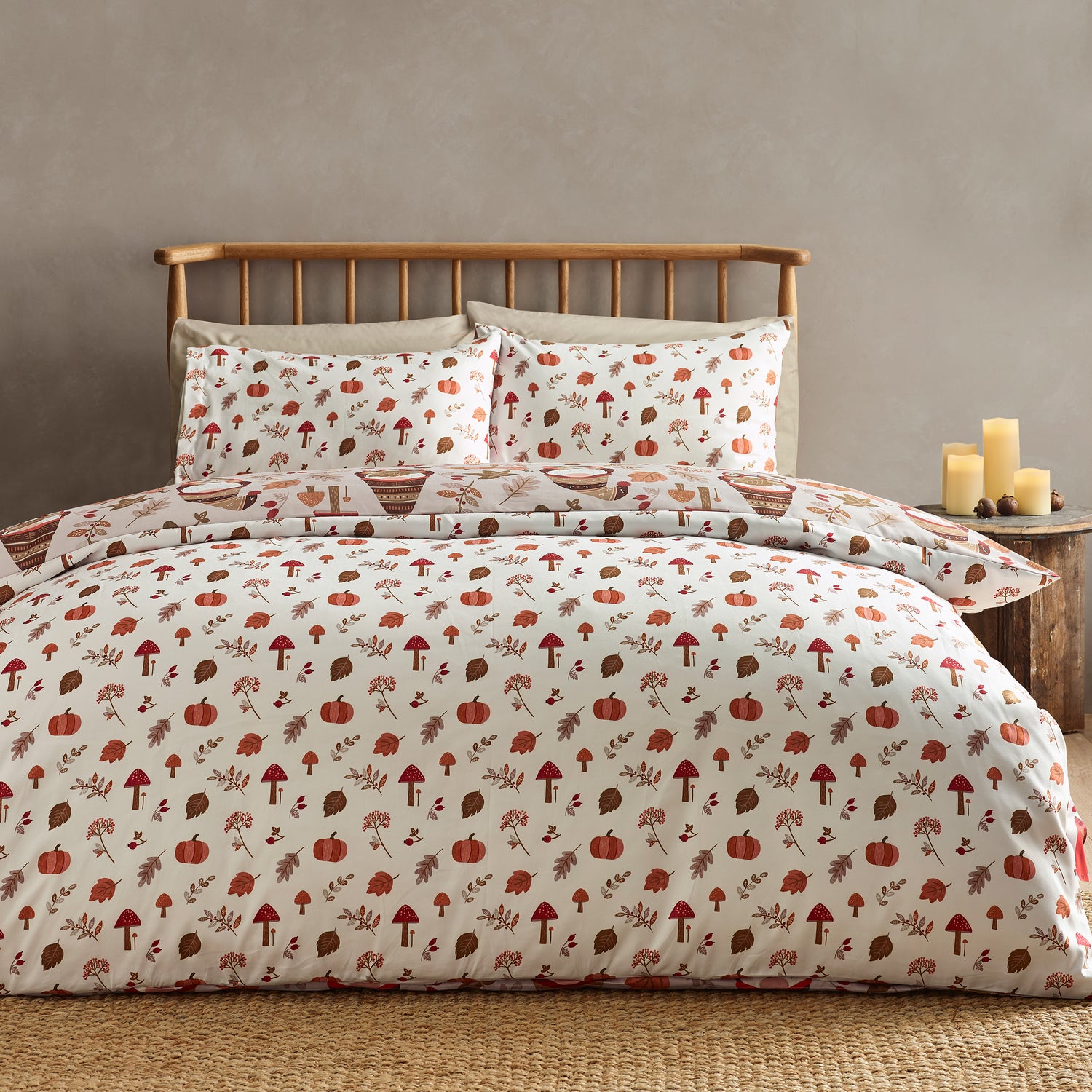 Catherine Lansfield Woodland Gonks Duvet Cover Bedding Set Natural
