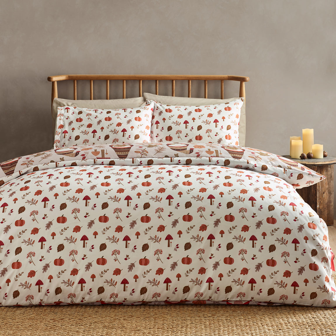 Catherine Lansfield Woodland Gonks Duvet Cover Bedding Set Natural