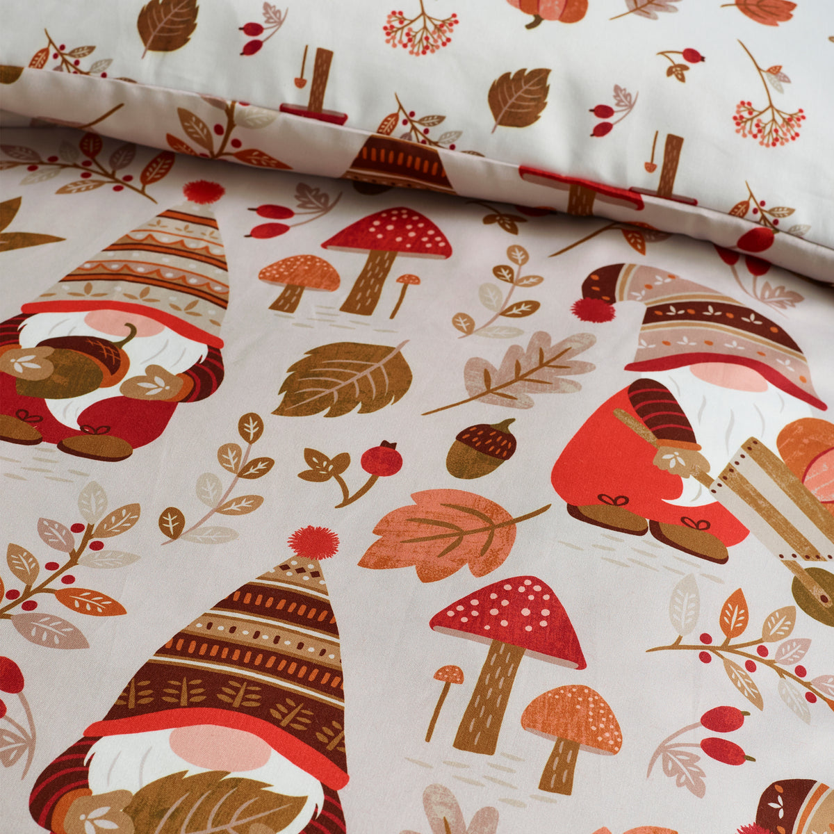 Catherine Lansfield Woodland Gonks Duvet Cover Bedding Set Natural