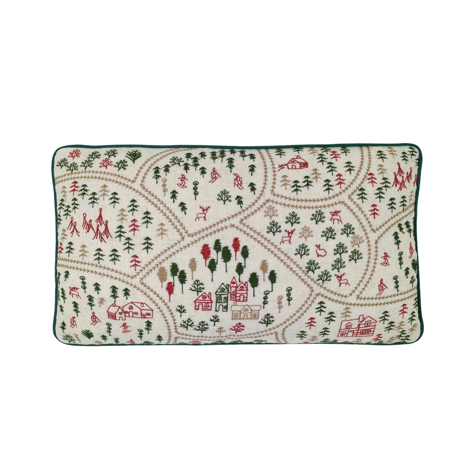 Catherine Lansfield Christmas Ski Village 30cm x 50cm Filled Cushion Natural