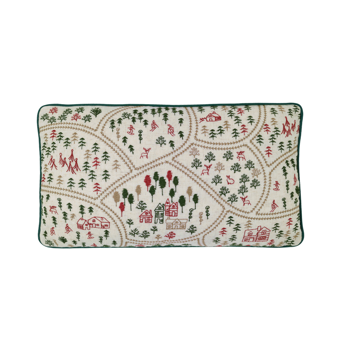 Catherine Lansfield Christmas Ski Village 30cm x 50cm Filled Cushion Natural