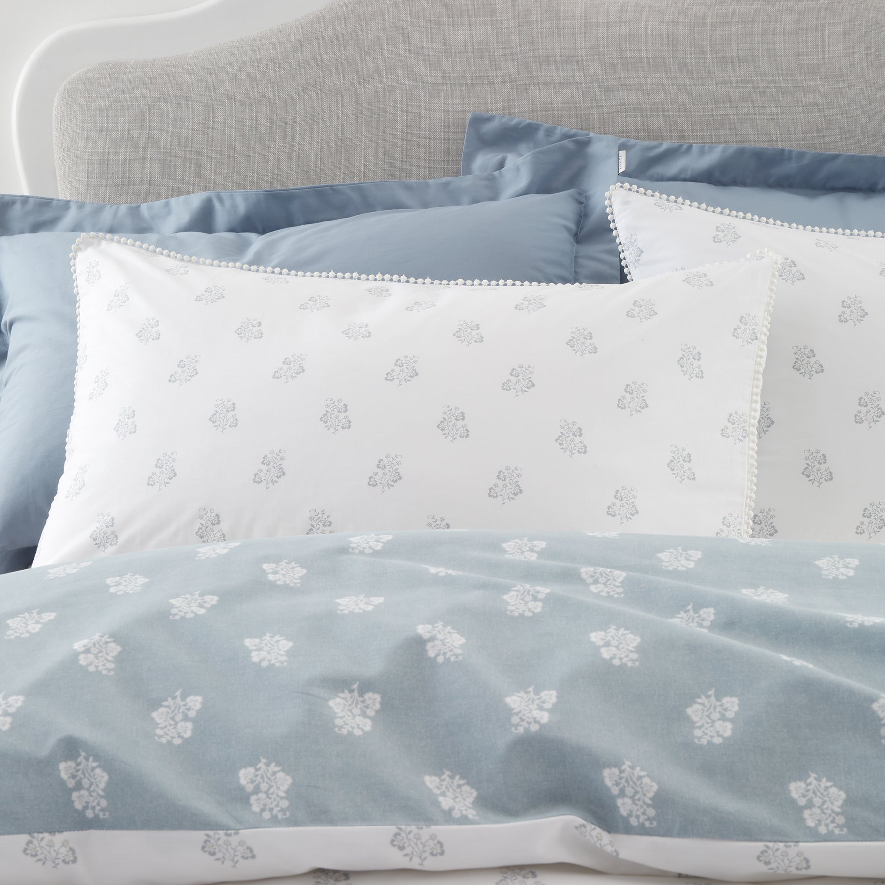 Bianca Esme Floral Duvet Cover Bedding Set White Blue