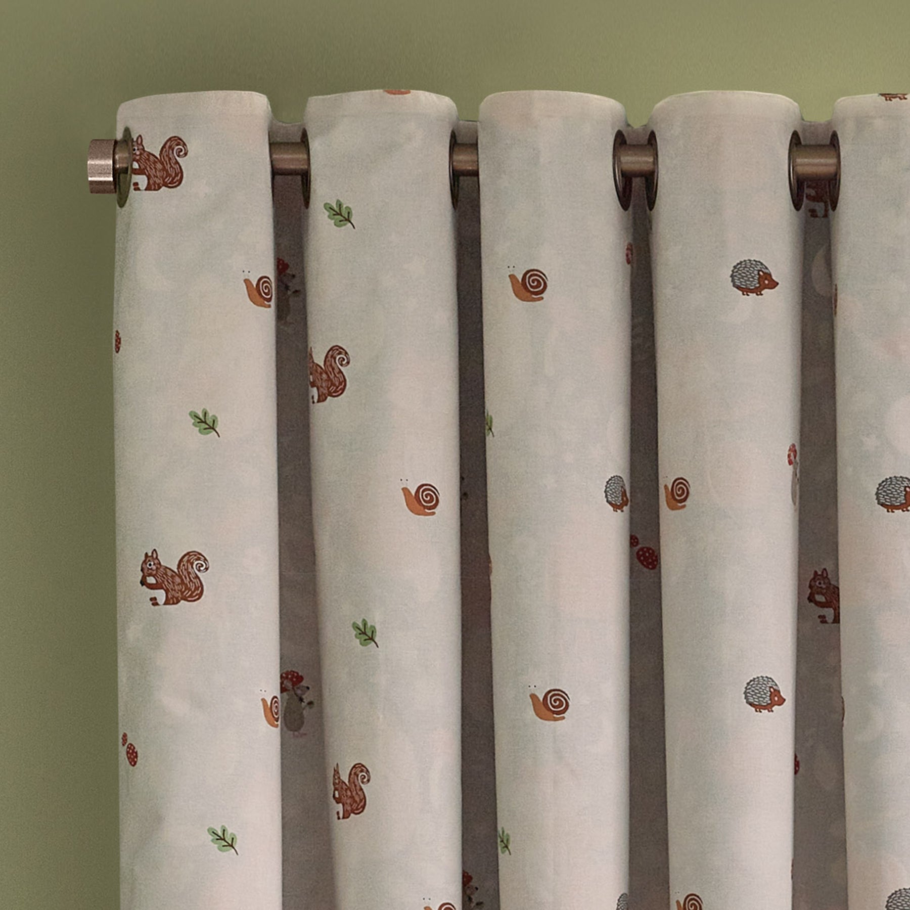 Catherine Lansfield Fox And Woodland Friends Ready Made Eyelet Curtains 66 x 72 Green