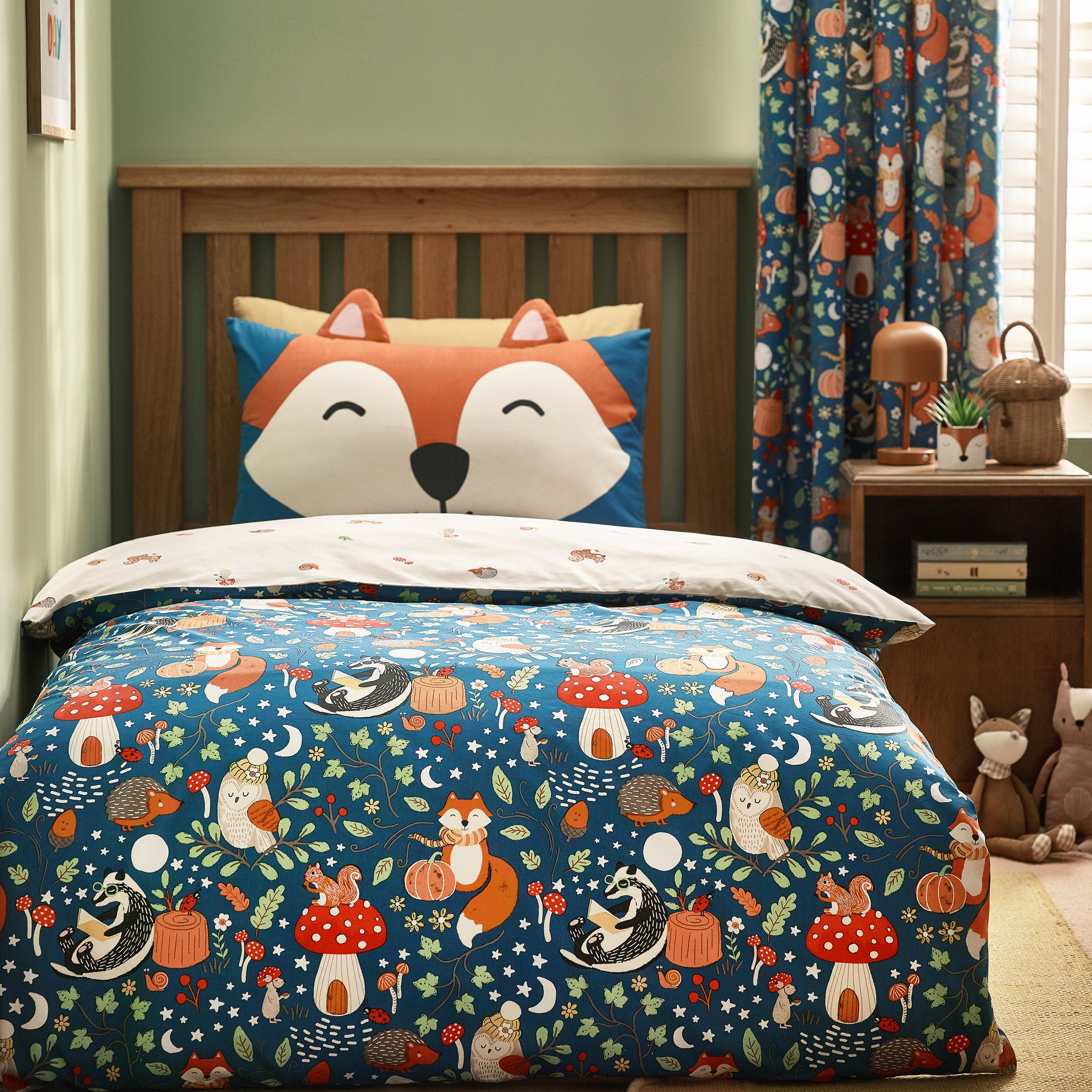 Catherine Lansfield Fox And Woodland Friends Duvet Cover Bedding Set Green