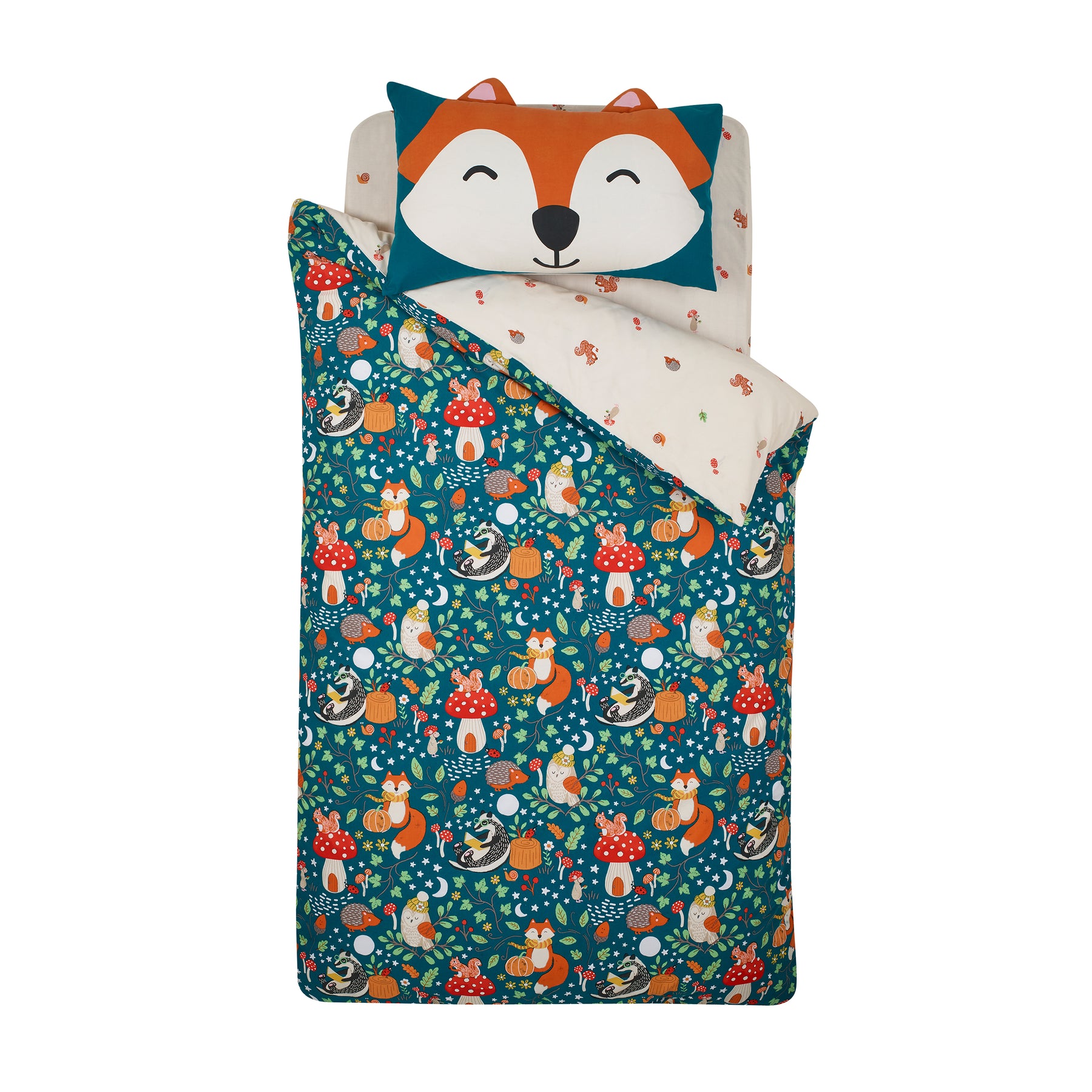Catherine Lansfield Fox And Woodland Friends Duvet Cover Bedding Set Green