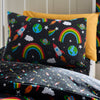 Catherine Lansfield Rainbow Rockets Duvet Cover Bedding Set Black