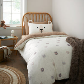 Catherine Lansfield Cosy Bear Duvet Cover Bedding Set Natural