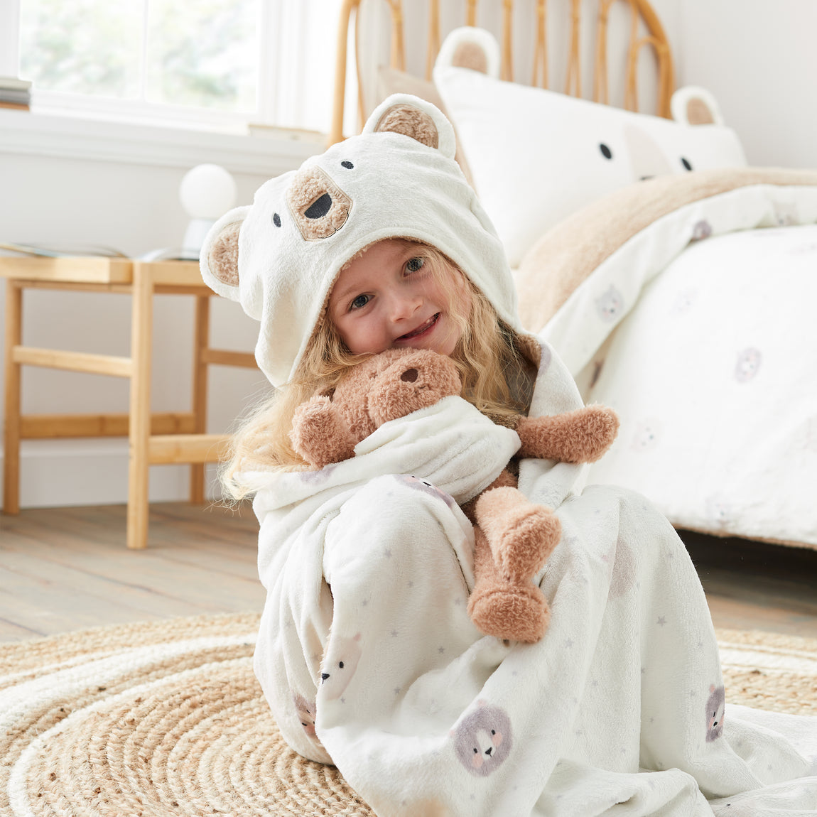 Catherine Lansfield Cosy Bear Beach Towel Natural