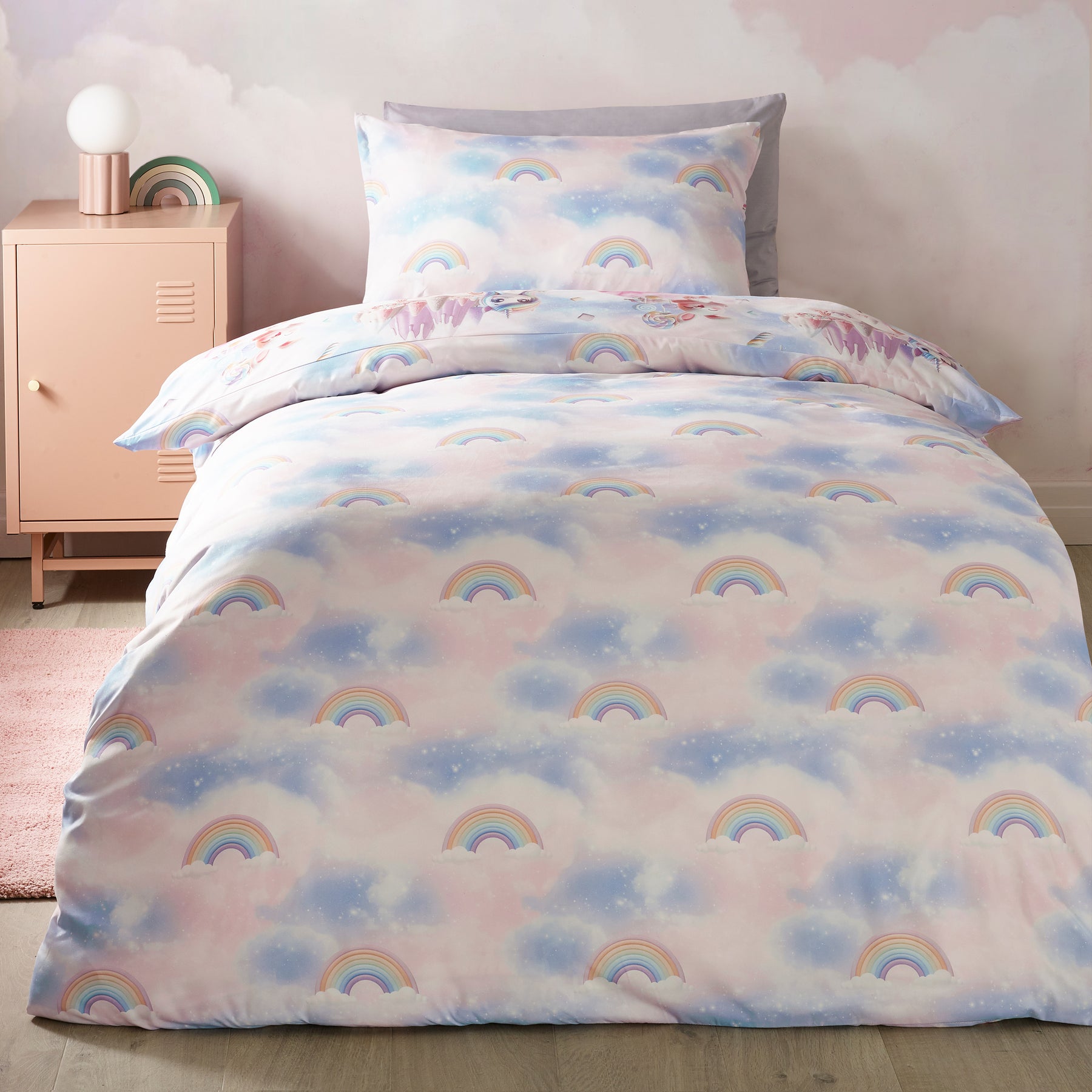 Catherine Lansfield Candy Unicorn Duvet Cover Bedding Set Pink