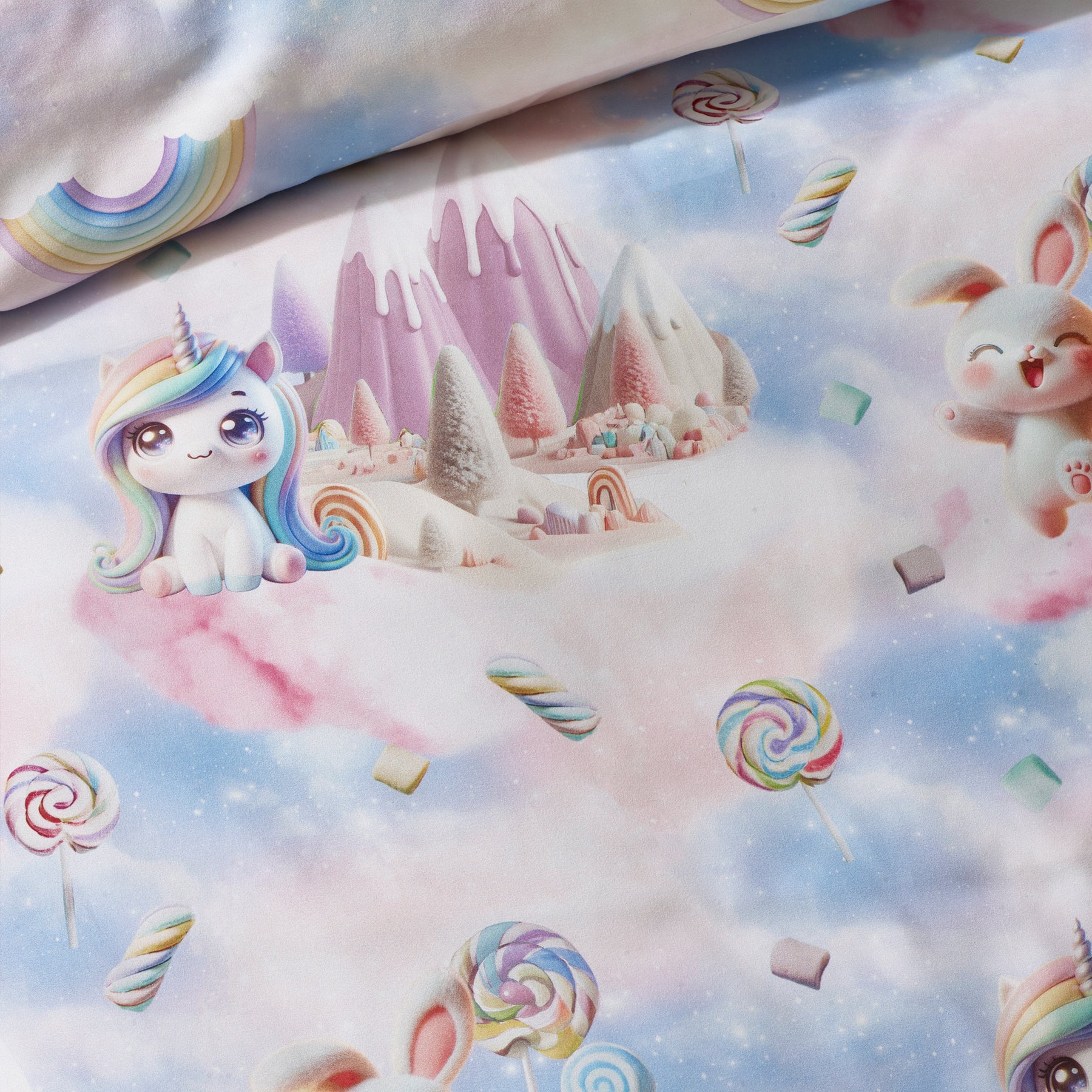 Catherine Lansfield Candy Unicorn Duvet Cover Bedding Set Pink