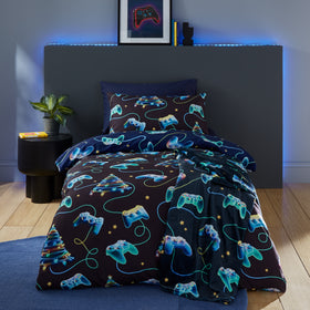 Catherine Lansfield Christmas Gamer Duvet Cover Bedding Set Navy