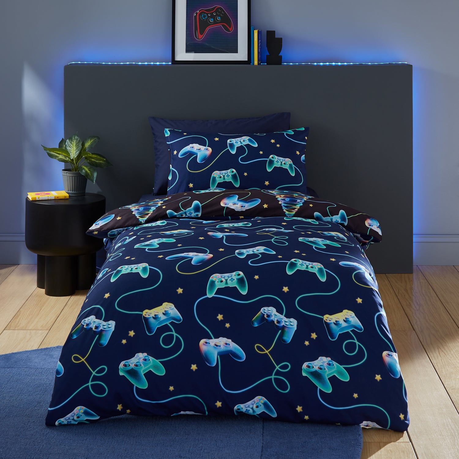 Catherine Lansfield Christmas Gamer Duvet Cover Bedding Set Navy