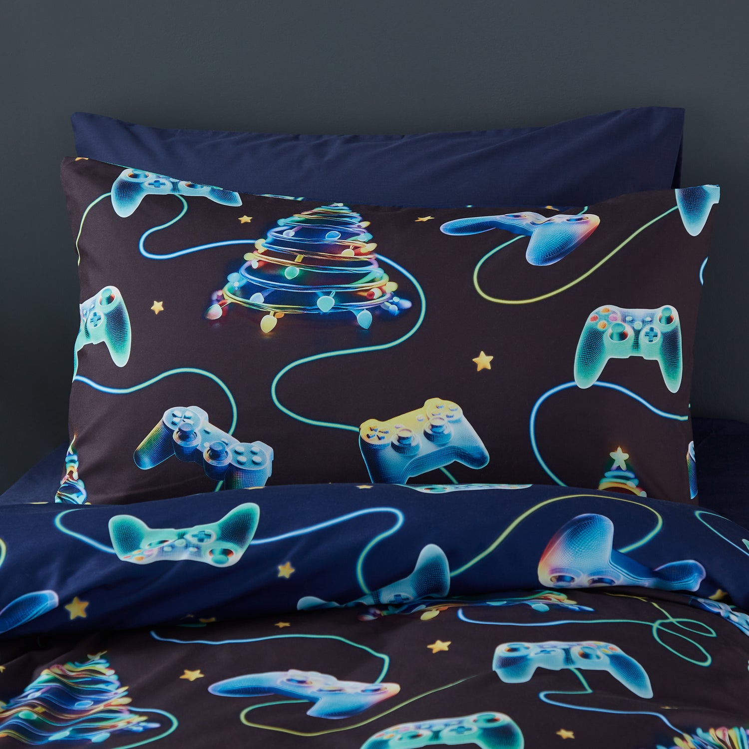 Catherine Lansfield Christmas Gamer Duvet Cover Bedding Set Navy