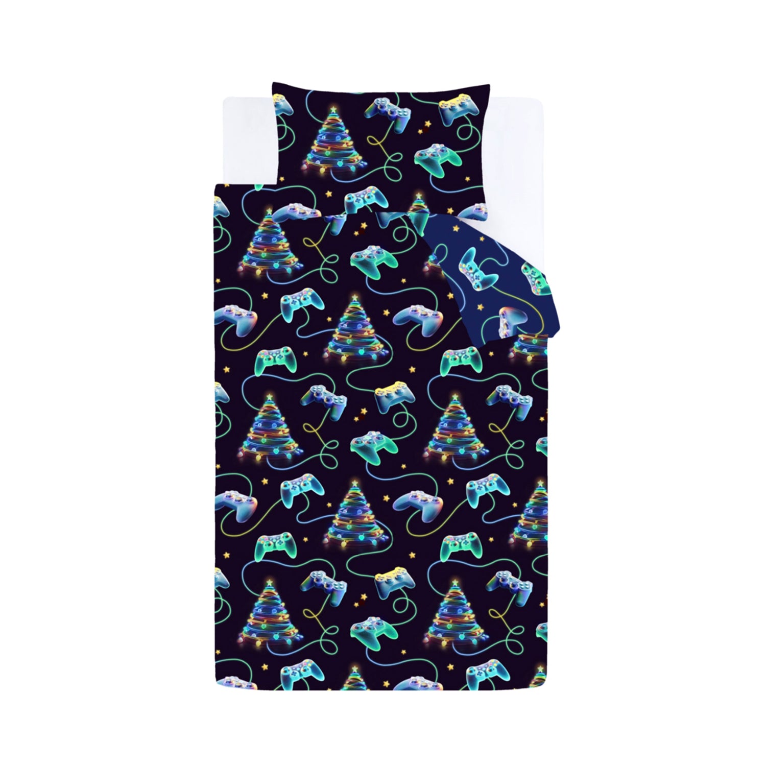 Catherine Lansfield Christmas Gamer Duvet Cover Bedding Set Navy