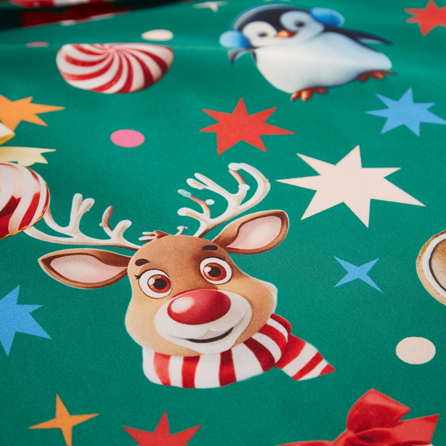 Catherine Lansfield Christmas Icons Duvet Cover Bedding Set Green