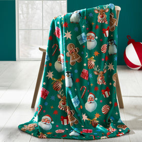 Catherine Lansfield Christmas Icons 130cm x 170cm Throw Green
