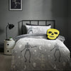 Catherine Lansfield Halloween Skeleton Fleece Duvet Cover Bedding Set Grey