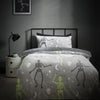Catherine Lansfield Halloween Skeleton Fleece Duvet Cover Bedding Set Grey
