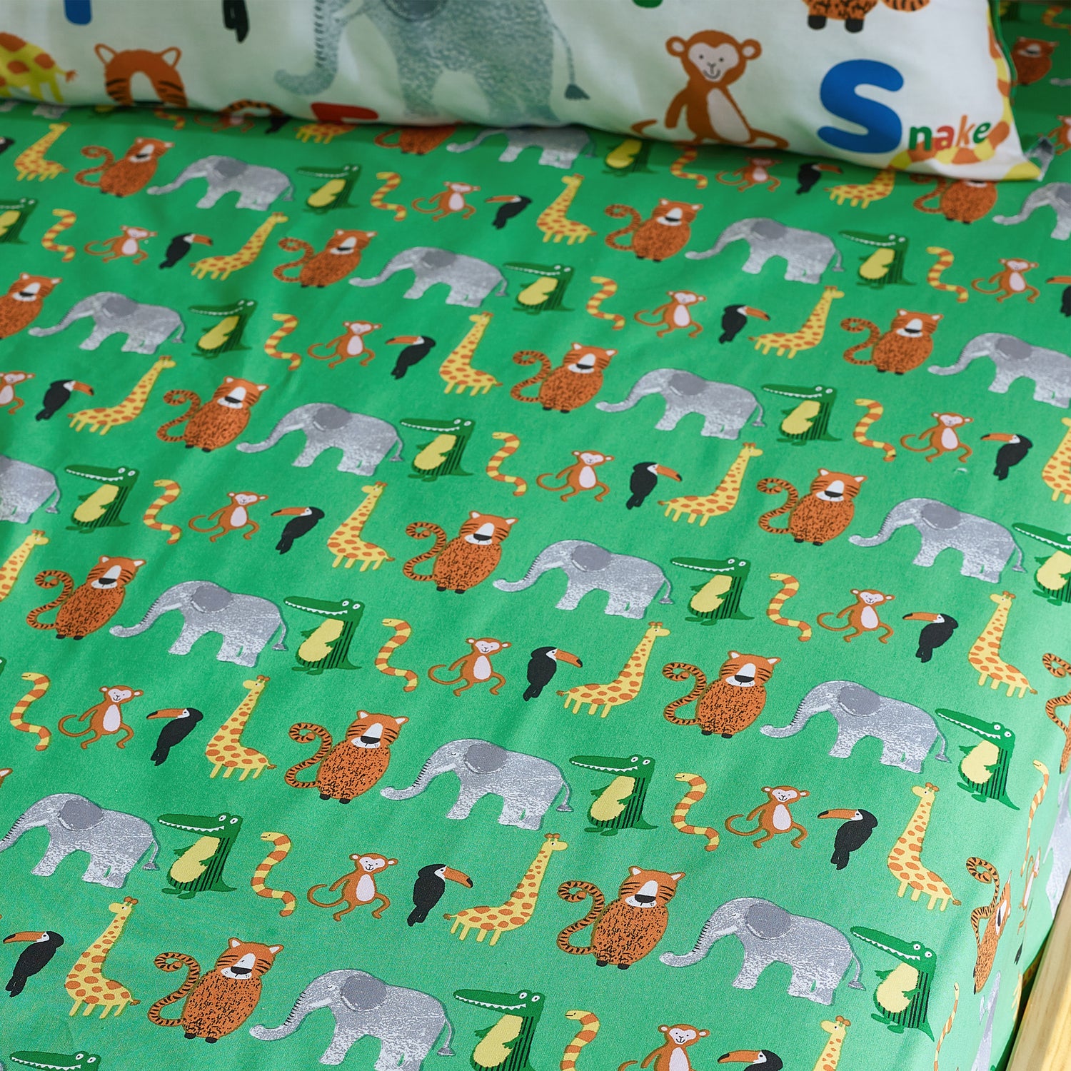 Catherine Lansfield Animal Magic Bed Linen Fitted Sheet Green