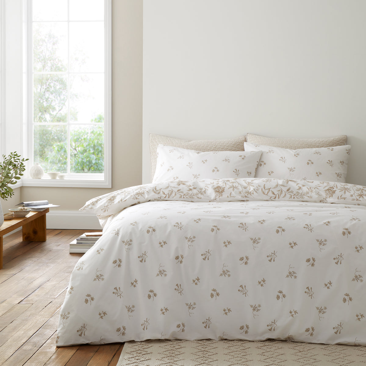 Bianca Thea Floral Duvet Cover Bedding Set Natural