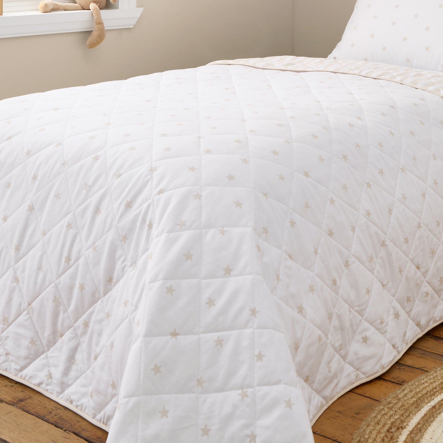 Bianca Mini Star And Stripes 200cm x 200cm Bedspread Natural